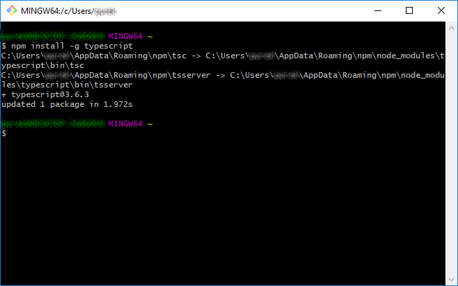 TypeScript installation example