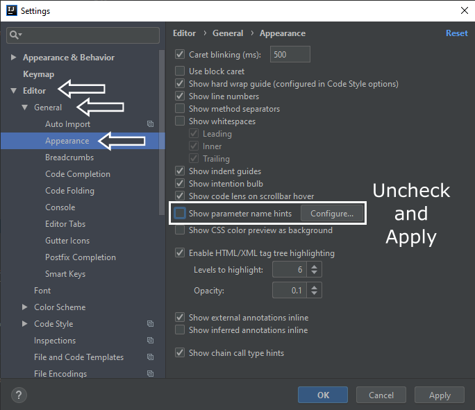 datagrip parameter name hints