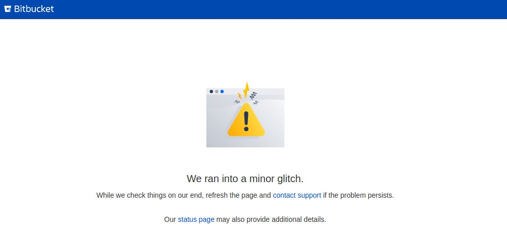 screenshot with bitbucket we run into minor glitch