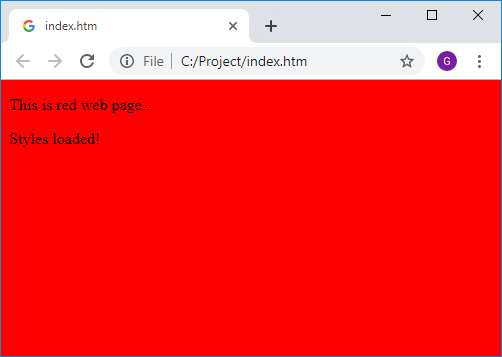 JavaScript CSS file injection example.