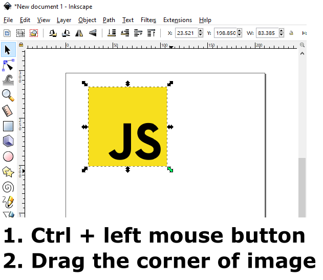 Inkscape - zmień rozmiar obrazu svg, zachowując proporcje za pomocą klawiszy skrótów