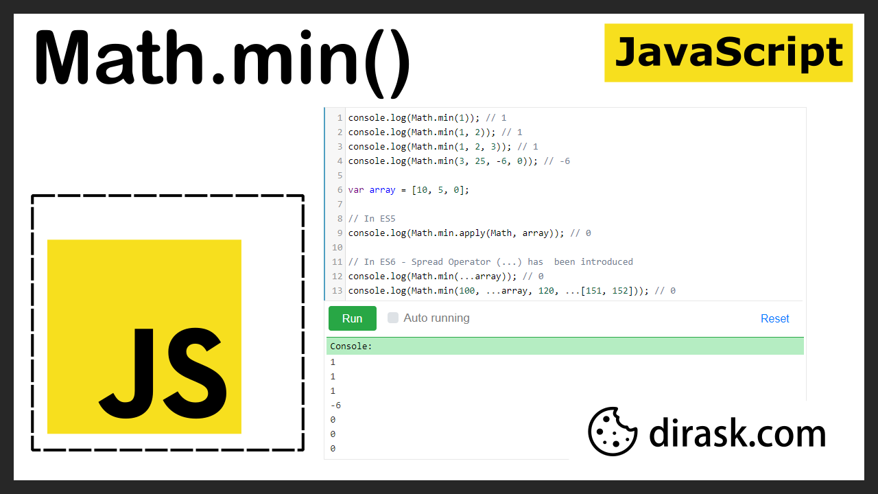 Post thumbnail - JavaScript - Math.min() method example - link https://dirask.com/q/5D6ZZD