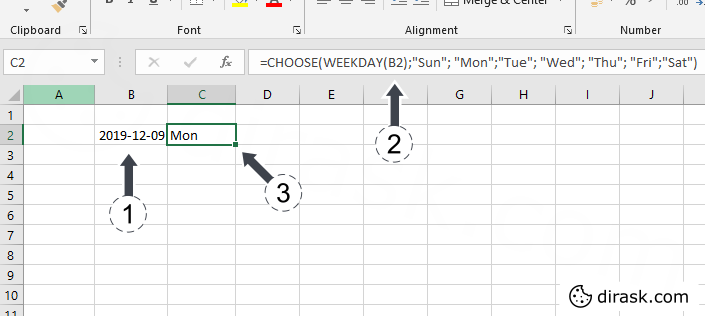Name of day for specific date - Microsoft Excel