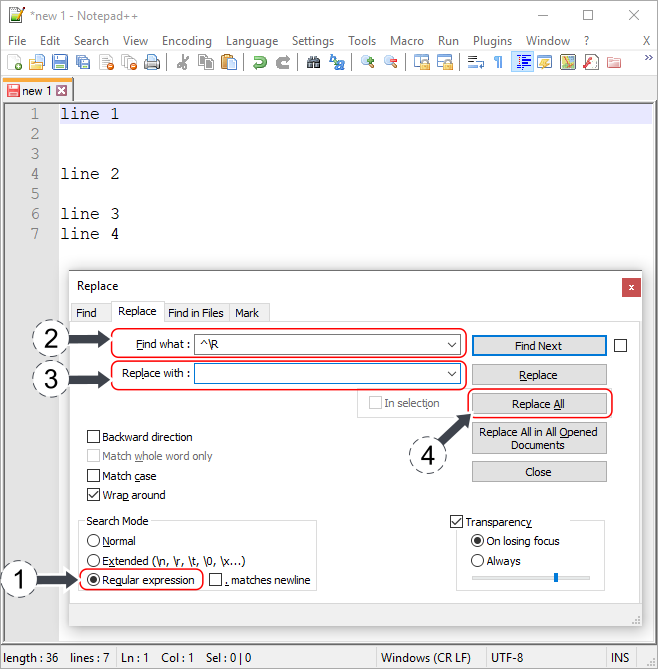 Notepad Remove Empty Lines