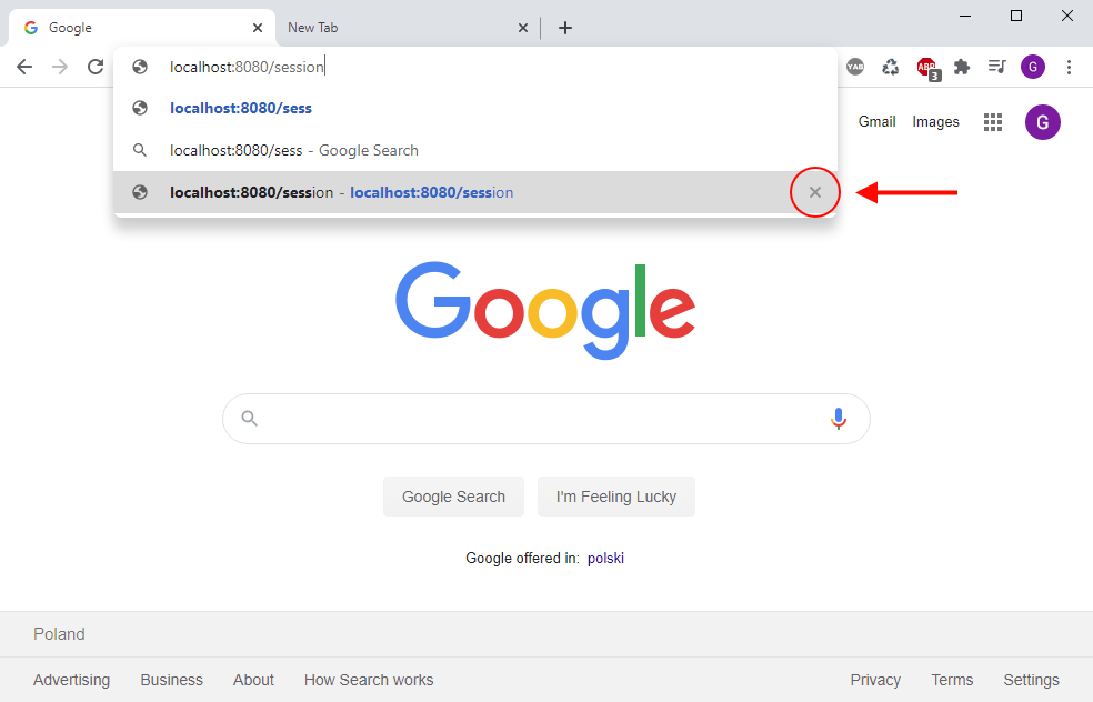 Remove single URL suggestion from address bar of Google Chrome Browser