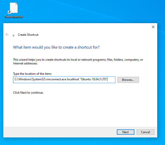 Virtual Machine shortcut on Desktop creation for Hyper-V.