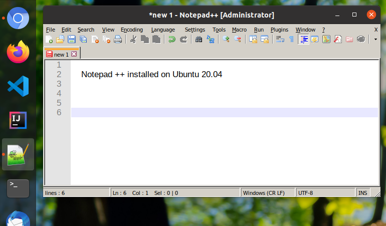 Installed Notepad++ on Ubuntu 20.04