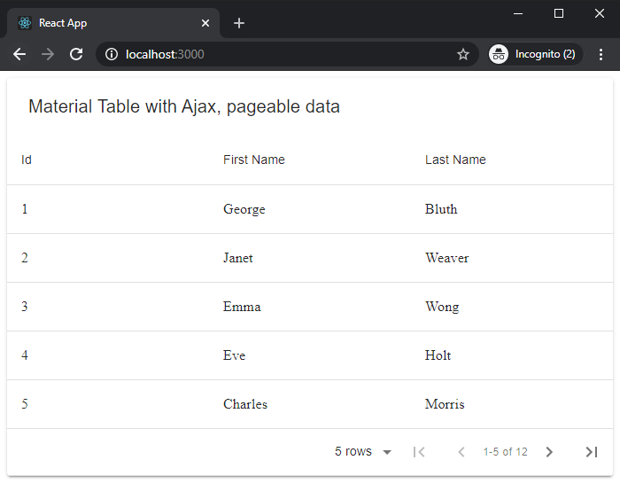 React Material Table Date Range Filter