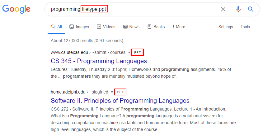 Google Search - ppt file search example