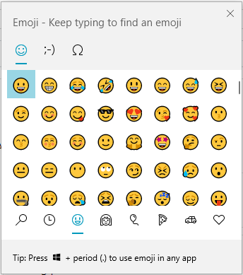 Windows 10 - emoji keyboard 