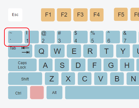 Grave accent location on QWERTY keyboard.