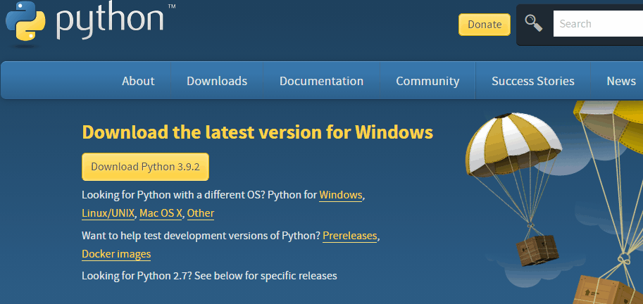 Download official Python VM.