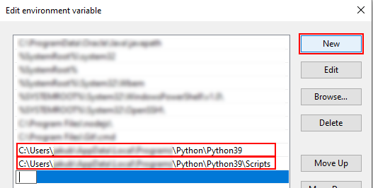 Add Python to PATH example