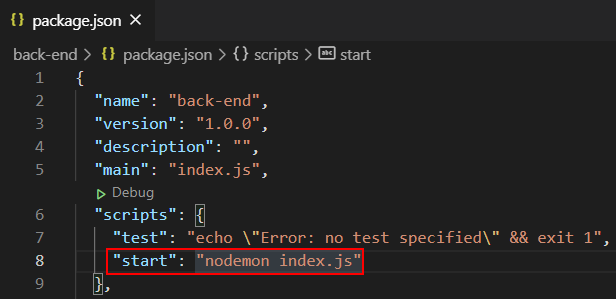 Add nodemon to package.json