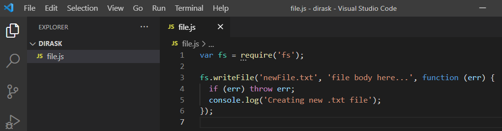 Node.js - creating new file with fs.writeFile