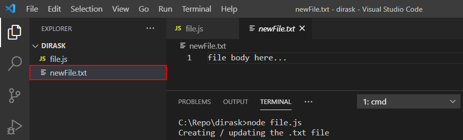 Node.js - creating new file with fs.writeFile