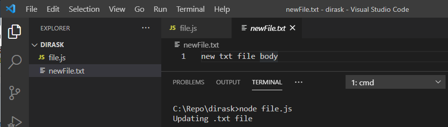 Node.js - updating txt file with fs.writeFile