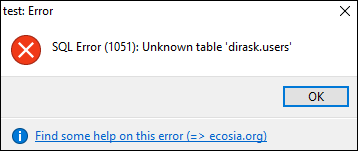MySQL - SQL Error: Unknown table 'table_name'