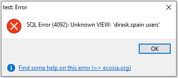 PostgreSQL - SQL Error: Unknown VIEW 'view_name'