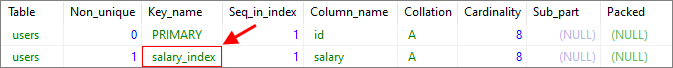 MS SQL Server - add index to existing table - result using query