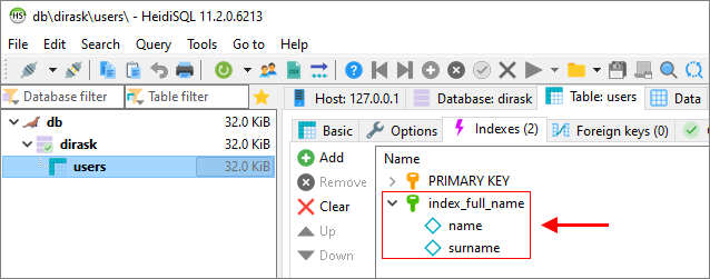 MySQL - add index to existing table - result