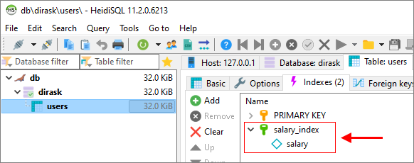 Mysql Create Table With Primary Key And Index