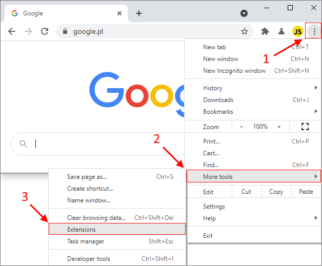 Google Chrome - how to open extensions