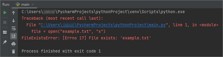Python - create file - output when file already existed