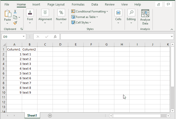 Microsoft Excel - freeze first column