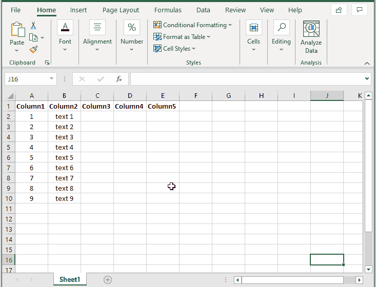 Microsoft Excel - delete columns