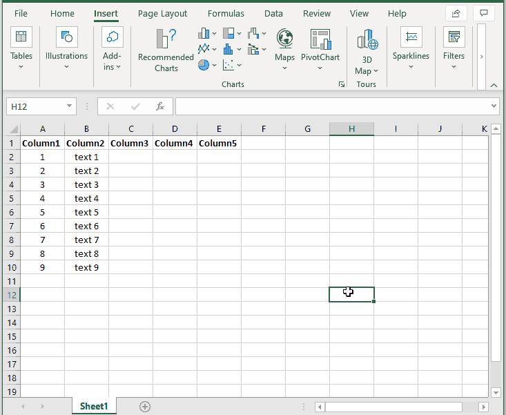 Microsoft Excel - insert columns