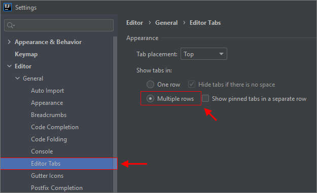 IntelliJ - display tabs in multiple rows