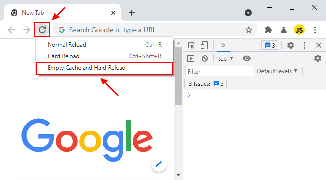 google xhrome reload tab