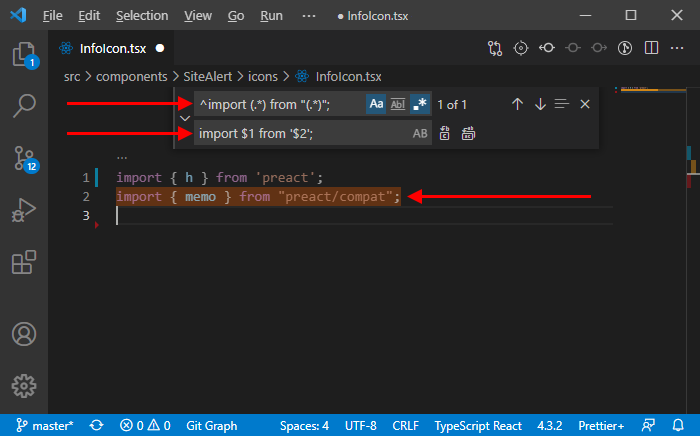 Text replacing using regex groups in VS Code