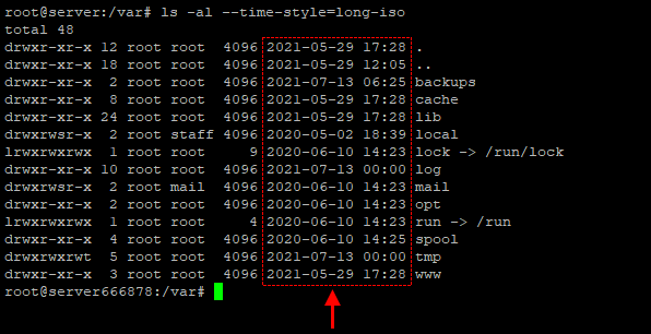 ls command date & time in long-iso format in Bash.