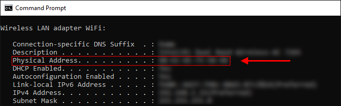 Windows - find MAC address in Command Prompt (cmd)
