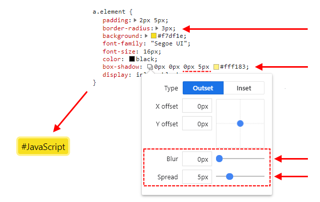 Outline with radius in CSS - Google Chrome DevTools.