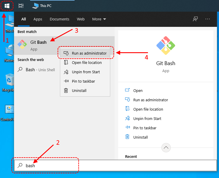 using git bash windows 10