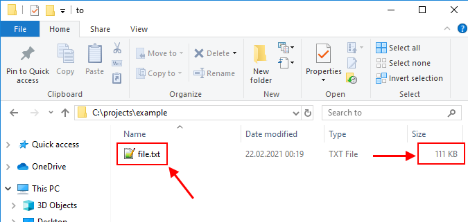 File used in example - the file size is consistent with the program results.
