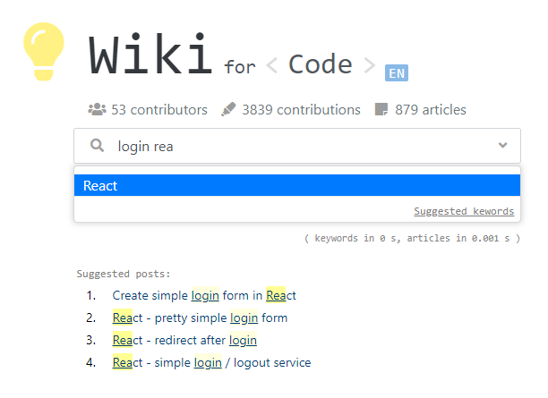 Wiki for Code with React login form example.