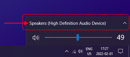 Windows 10 audio devices list location - expander button.