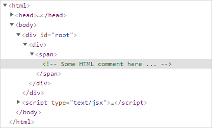 HTML comment created from JSX in React.