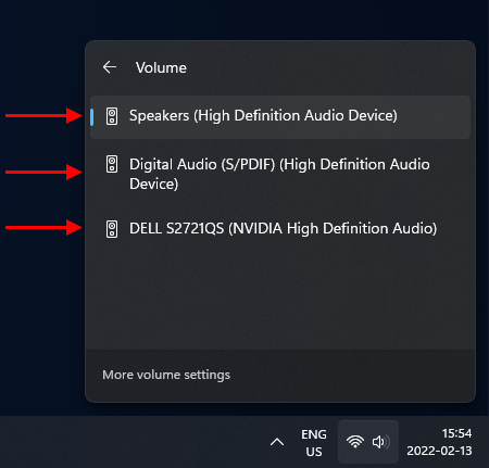 Available audio devices list in my Windows 11.