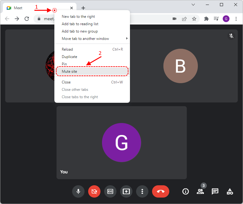 Hangouts - mute audio under Google Chrome Web Browser.