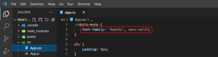 React - Google Font in .css file