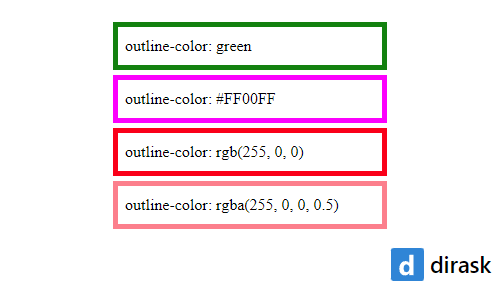 CSS - outline-color property example