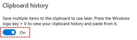 Windows 10 - enable clipboard history