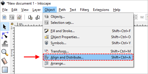 Inkscape - open Align and Distribute menu