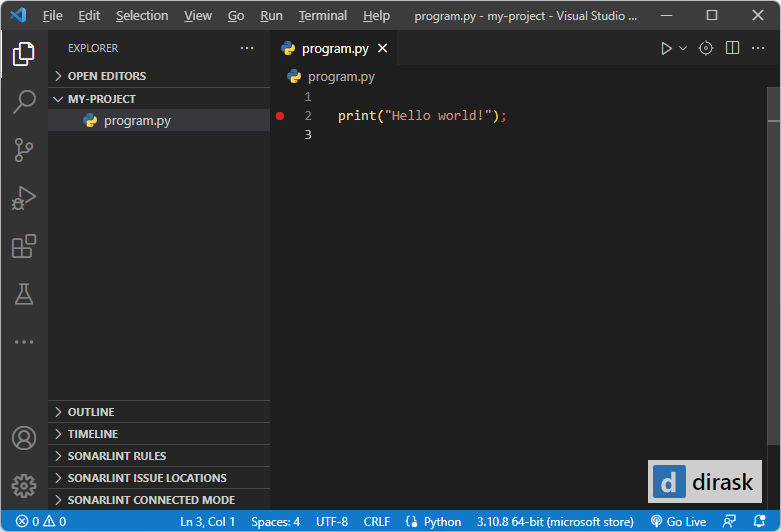 Python project in VS Code.