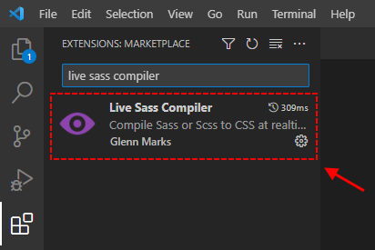 VS Code - install Live Sass Compiler